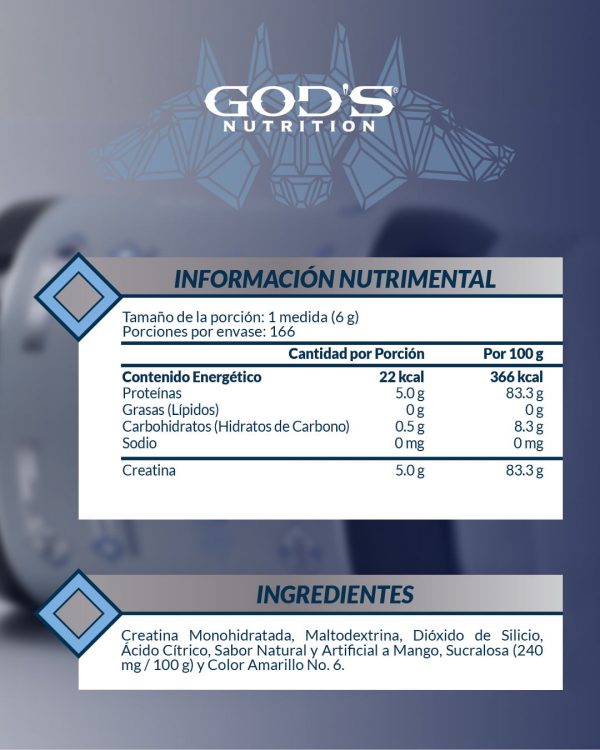 GOD'S CREATINE 1KG - Imagen 2